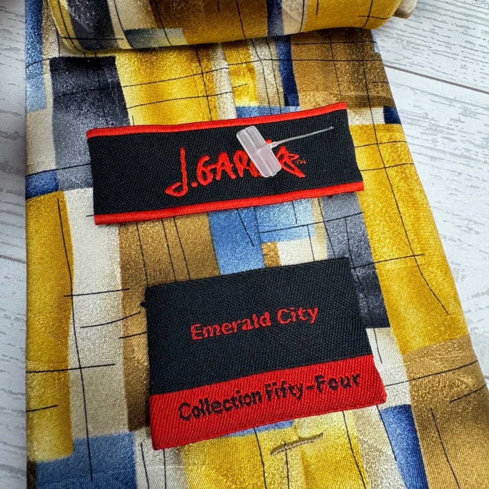 J Garman Emerald City Collection Fifty Four Mens Silk Necktie Geometric - Picture 2 of 2